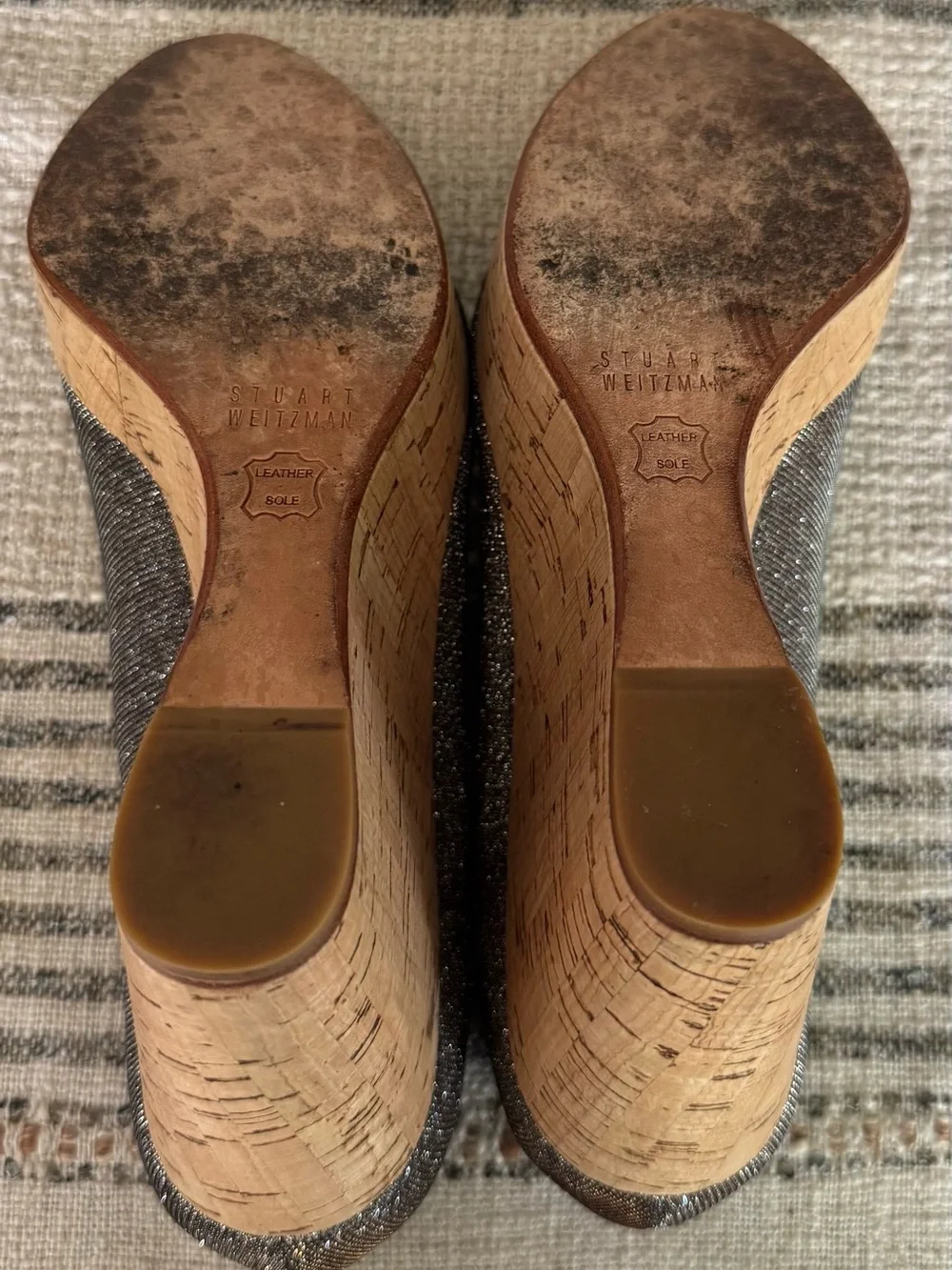 Stuart Weitzman  Metallic Peep-Toe wedge - Picture 5 of 5